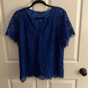 NWT J crew Royal Blue Lace Top - size MT